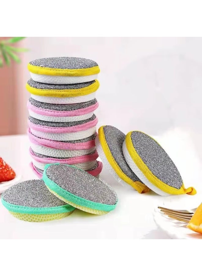 م اكس م إسفنجات تنظيف أطباق المطبخ، وسادات فرك مزدوجة الجوانب غير قابلة للخدش للأواني والمقالي، وسادة إسفنجية لغسل الأطباق قابلة لإعادة الاستخدام (5، وسادات فرك) - Image 2